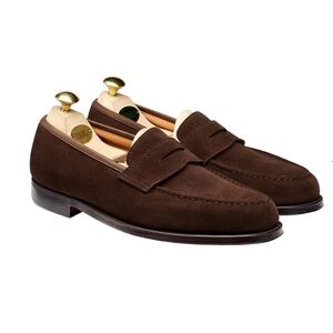 Crocket & Jones Boston Dark Brown Suede Loafers